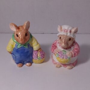 Vintage Easter Mouse Couple Salt And Pepper Shakers